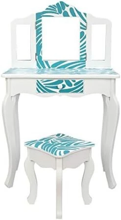 Kids Vanity Table & Stool Set With Mirror, 2 In 1 Princess Makeup Dressing Table W/ Drawer & Detachable Top, Dressing Table Princess Makeup W/ 2 180° Folding Mirror For Age 3-12 Girls, White+Yellow 18 Kids Vanity Table & Stool Set With Mirror, 2 In 1 Princess Makeup Dressing Table W/ Drawer & Detachable Top, Dressing Table Princess Makeup W/ 2 180° Folding Mirror For Age 3-12 Girls, White+Yellow -Safavieh Furniture 41QHX5P2pkL. AC 1