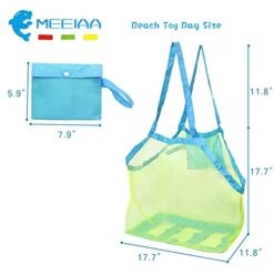 Meejaa Mesh Beach Bag, Classic Mesh Beach Toy Tote Bag, Foldable Large Children's Toy Storage Bag, Used For Storage Of Toys, Shells, Clothes And Towels When Playing On The Beach -Safavieh Furniture 41QMTKNCxvS