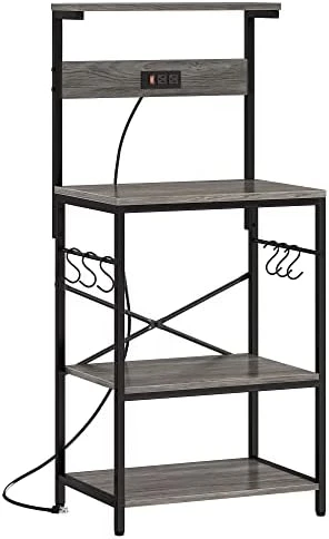 SUPERJARE Kitchen Bakers Rack With Power Outlet - Rustic Brown, 80921FC 7 SUPERJARE Kitchen Bakers Rack With Power Outlet - Rustic Brown, 80921FC - Image 7