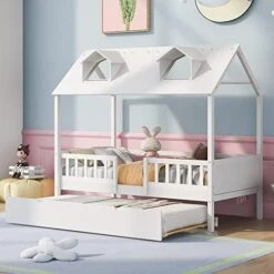 House Bed Full For Kids With Storage Drawer, Wood Cabin Tent Bed Frame For Girls Boys, Montessori Beds With Roof And Window, Full Size, Green 24 House Bed Full For Kids With Storage Drawer, Wood Cabin Tent Bed Frame For Girls Boys, Montessori Beds With Roof And Window, Full Size, Green -Safavieh Furniture 41QOu14HL. AC 1