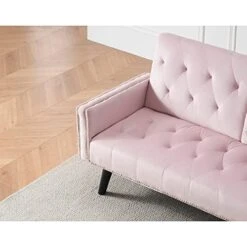 GENERIC 72" European Style Sofa Bed Velvetconvertible Futon Adjustable Backrest Loveseat With Nail Trim And Two Cup Holders Pink Casual Solid Velvet Manual Recline Nail S 7 GENERIC 72" European Style Sofa Bed Velvetconvertible Futon Adjustable Backrest Loveseat With Nail Trim And Two Cup Holders Pink Casual Solid Velvet Manual Recline Nail S -Safavieh Furniture 41QSe75UxfL
