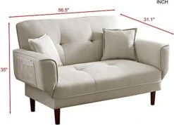 NORAN Twin Size Sleeper Recliner Sofa Futon Couch, Convertible Futon Sofa Bed With 2 Pillows, Adjustable Armrest, Wood Legs And 5-Angle Backrest For Apartment, Dorm,Living Room,Bedroom (Beige) 16 NORAN Twin Size Sleeper Recliner Sofa Futon Couch, Convertible Futon Sofa Bed With 2 Pillows, Adjustable Armrest, Wood Legs And 5-Angle Backrest For Apartment, Dorm,Living Room,Bedroom (Beige) -Safavieh Furniture 41QUxqz0kSL