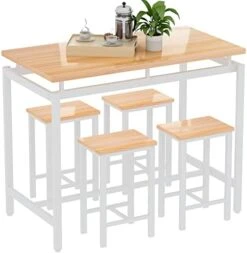 AWQM Bar Table Set,5 Pcs Dining Table Set,Counter Height Table With 4 Chairs,Industrial Kitchen Table And Chairs For 4, Wood Pub Table Set, Dining Room Table Set For Small Spcace,Beige -Safavieh Furniture 41QVgJ2tcL. AC