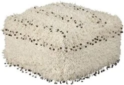 Signature Design By Ashley Mabyn Handwoven Boho Pouf, 24 X 24 In, White And Gray -Safavieh Furniture 41QYLCb71fL. AC