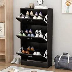 AIEGLE Shoe Cabinet With 2 Flip Drawers For Entryway, Freestanding Shoe Rack Shoe Organiazer With Adjustable Shelf, Shoe Storage Cabinet, Black Walnut (23.6" W X 9.4" D X 31.4" H) 20 AIEGLE Shoe Cabinet With 2 Flip Drawers For Entryway, Freestanding Shoe Rack Shoe Organiazer With Adjustable Shelf, Shoe Storage Cabinet, Black Walnut (23.6" W X 9.4" D X 31.4" H) -Safavieh Furniture 41QZPF gKL. AC