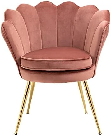 ZJhome Modern Accent Velvet Chairs Set Of 2 Comfy Upholstered Vanity Chairs For Bedroom Shell-Shaped Armchair Dining Chairs With Golden Metal Legs Desk Chair Makeup Chairs For Living Room(Beige) 5 ZJhome Modern Accent Velvet Chairs Set Of 2 Comfy Upholstered Vanity Chairs For Bedroom Shell-Shaped Armchair Dining Chairs With Golden Metal Legs Desk Chair Makeup Chairs For Living Room(Beige) - Image 5