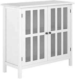 Tangkula Sideboard Buffet Storage Cabinet, Kitchen Storage Cabinet With 2 Glass Doors, Liquor Cabinet For Home Kitchen Dining Room, Cupboard Console Table, Curio Cabinet (Black) -Safavieh Furniture 41QfEjQVV1L. AC 1