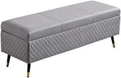 Footstool Sofa Stool Large Capacity Space Comfortable Technology Cloth Shoe Changing Stool At The Door With Metal Legs 60x40x45cm(Color:Orange) -Safavieh Furniture 41QiwUb cL. AC