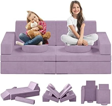 Linor Kids Couch 10 Pcs Toddler Couch, Baby Kids Sofa Couch For Bedroom & Playroom, Over 10 Combinations Creative Modular Sofa For Imaginative Kids, Kids Furniture(Grey) 12 Linor Kids Couch 10 Pcs Toddler Couch, Baby Kids Sofa Couch For Bedroom & Playroom, Over 10 Combinations Creative Modular Sofa For Imaginative Kids, Kids Furniture(Grey) - Image 12