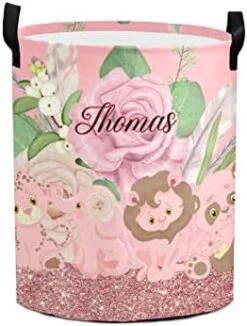 Rose Floral Elephant Personalized Laundry Hamper ,Custom Name Collapsible Waterproof Laundry Basket Storage Bins With Handle For Clothes,Toy,Nursery -Safavieh Furniture 41QkpoxzEcL. AC