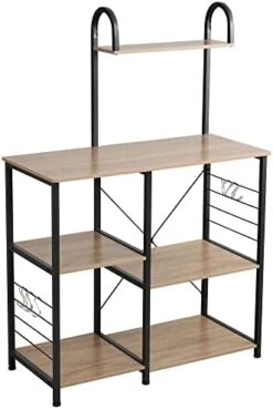 Somdot Baker’s Rack 23.6" Wide Kitchen Utility Shelf 3-Tier Storage Rack For Oven Baker Spice Home Organizer Workstation Microwave Stand, Rustic Brown -Safavieh Furniture 41QlwKKktUL. AC