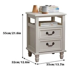 ZLASS Nightstands Bedroom Nightstand With 2 Drawer, Wood Bedside Tables Retro Handle Storage Cabinet Mid Century Style For Bedroom Living Room, 13.7" L X12.6 W X21.6 H Nightstands Modern