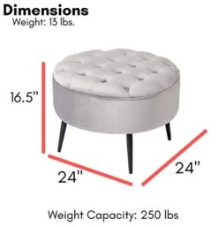 BIRDROCK HOME Tufted Round Grey Ottoman – Velvet Foot Stool – Mid Century Modern Steel Legs - Soft Compact Padded Stool - Living Room Or Bedroom – Vanity Chair - Decorative Furniture 10 BIRDROCK HOME Tufted Round Grey Ottoman – Velvet Foot Stool – Mid Century Modern Steel Legs - Soft Compact Padded Stool - Living Room Or Bedroom – Vanity Chair - Decorative Furniture -Safavieh Furniture 41QnsY0tu2L