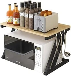 PURRSI Microwave Oven Rack Microwave Shelf For Kitchen Counter 2 Tiers Microwave Stand Countertop Organizer For Kitchen Counter (Color : Teak) -Safavieh Furniture 41QtpSsw6yL. AC