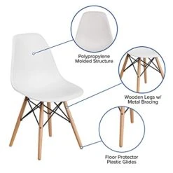 Flash Furniture Elon Series White Plastic Chair With Wooden Legs 17 Flash Furniture Elon Series White Plastic Chair With Wooden Legs -Safavieh Furniture 41R4Ezj1hDL