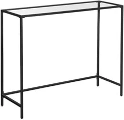 VASAGLE 39.4 Inches Console Table, Tempered Glass Sofa Table, Modern Entryway Table, Metal Frame, Easy To Assemble, Adjustable Feet, For Living Room, Hallway, Black ULGT026B01 -Safavieh Furniture 41R5308FhiL. AC
