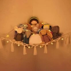 Storage Toy Hammock 1 Set Durable Storage Bohemian Style Triangular Wall Plush Toy Hammock Net With Light M -Safavieh Furniture 41R5JOD45kL