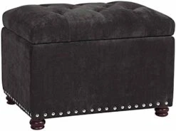 Decent Home Leather Storage Ottoman Foot Rest Stool With Nailhead Trim (Dark Brown) -Safavieh Furniture 41R9Wwlj8DL. AC