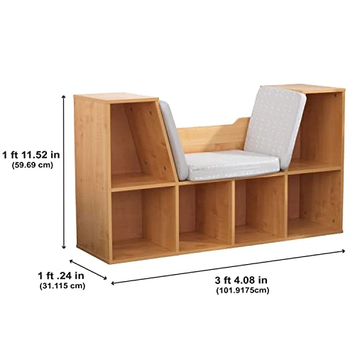 VHPVHP Bookcase With Reading Nook, 6 Shelves For Kids, Boys, Girls, Nursery, Playroom (Brown) 3 VHPVHP Bookcase With Reading Nook, 6 Shelves For Kids, Boys, Girls, Nursery, Playroom (Brown) - Image 3