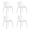 CangLong Modern Mid Century Plastic Shell Hollow Matal Legs Dining Chairs, 4 PCs Pack-Light, White 1