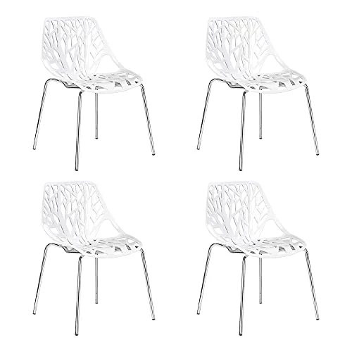 CangLong Modern Mid Century Plastic Shell Hollow Matal Legs Dining Chairs, 4 PCs Pack-Light, White 1 1 CangLong Modern Mid Century Plastic Shell Hollow Matal Legs Dining Chairs, 4 PCs Pack-Light, White 1