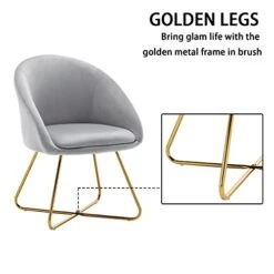 Altrobene Mid-Century Accent Chairs Set Of 2, Velvet Dinging Chair, Living Room Bedroom Chair Set, Golden Finished, Grey -Safavieh Furniture 41RNozJsCDL