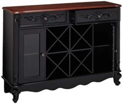 Kings Brand Buffet Server Wine Cabinet Console Table, Black / Walnut 6 Kings Brand Buffet Server Wine Cabinet Console Table, Black / Walnut -Safavieh Furniture 41RUnOOdOBL