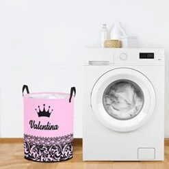 Personalized Laundry Basket Hamper,Princess Princes Black Pink,Collapsible Storage Baskets With Handles For Kids Room,Clothes, Nursery Decor -Safavieh Furniture 41RUpeUnl0L