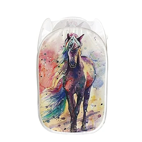 NRBEAWD Horse Laundry Hamper Pop Up Basket Kids Collapsible Foldable Hampers With Handles,Nursery Bins & Boxes 1 NRBEAWD Horse Laundry Hamper Pop Up Basket Kids Collapsible Foldable Hampers With Handles,Nursery Bins & Boxes