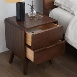 FURUIWUFENG Nightstand Locker Black Walnut Bedside Table Simple Living Room Bedroom Storage Drawer Bedside Table Locker Shelf End Table -Safavieh Furniture 41RcpmOmXBL