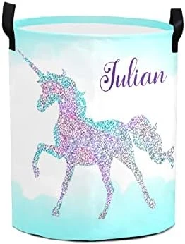 Watercolor Unicorn Personalized Laundry Basket Clothes Hamper With Handles Waterproof,Custom Collapsible Laundry Storage Baskets For Bedroom,Bathroom Decorative Large Capacity 14 Watercolor Unicorn Personalized Laundry Basket Clothes Hamper With Handles Waterproof,Custom Collapsible Laundry Storage Baskets For Bedroom,Bathroom Decorative Large Capacity - Image 14