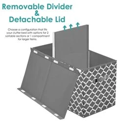 Homyfort Toy Chest Box For Boys,Girls, Kids, Large Collapsible Storage Bins Container With Flip-Top Lid & Divider For Nursery, Playroom, Closet, Home Organization, 24.5"x13" X16" (Grey) -Safavieh Furniture 41RpDH7F1oL