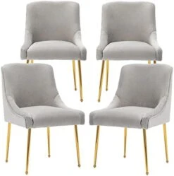 ZHENGHAO Velvet Dining Chairs Set Of 6, Modern Accent Kitchen Chairs With Gold Legs Upholstered Guest Chairs For Living Room/Kitchen/Restaurant, White -Safavieh Furniture 41S0EkTUv9L. AC