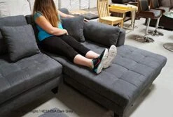 Stendmar 3pc 120" New Modern Dark Grey Microfiber Sectional Sofa Chaise Ottoman Set S168RDG -Safavieh Furniture 41S5zf6E9iL