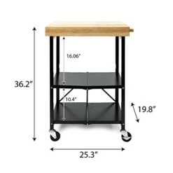 Origami Folding Kitchen Cart On Wheels | For Chefs Outdoor Coffee Wine And Food, Microwave Cart, Kitchen Island On Wheels, Rolling Cart, Kitchen Appliance & Utility Cart | Black With Wood -RBT-03 -Safavieh Furniture 41SCia8TVrL
