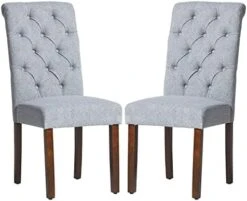 COLAMY Tufted Dining Chairs Set Of 2, Accent Parsons Diner Chairs Upholstered Fabric Dining Room Chairs Side Chair Stylish Kitchen Chairs With Solid Wood Legs And Padded Seat - Beige -Safavieh Furniture 41SILHogpL. AC
