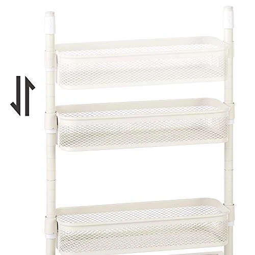SONGMICS Slim Storage Cart, 4-Tier Slide-Out Trolley For Small Spaces, Bathroom And Kitchen, With Wire Baskets, Space Saving, Easy Assembly, White UBSC065W01, 15.9 X 5.3 X 35.7 Inches 3 SONGMICS Slim Storage Cart, 4-Tier Slide-Out Trolley For Small Spaces, Bathroom And Kitchen, With Wire Baskets, Space Saving, Easy Assembly, White UBSC065W01, 15.9 X 5.3 X 35.7 Inches - Image 3