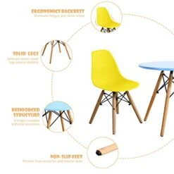 GENERIC BETTARY Kids Table And Chair Set, 5 Piece Toddler Round Table & DSW Chairs W/Wooden Legs, Modern Style Toddler Table Set, Plastic Kids Table For Dining, Arts And Activities -Safavieh Furniture 41SS2N1kpmL