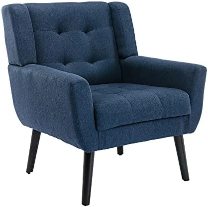 Dolonm Midcentury Modern Accent Chair With Arms, Upholstered Fabric Reading Side Chair Tufted Back Decorative Wingback Chair For Living Room Bedroom (Light Grey) 7 Dolonm Midcentury Modern Accent Chair With Arms, Upholstered Fabric Reading Side Chair Tufted Back Decorative Wingback Chair For Living Room Bedroom (Light Grey) - Image 7