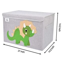 CLCROBD Foldable Large Kids Toy Chest With Flip-Top Lid, Collapsible Fabric Animal Toy Storage Organizer/Bin/Box/Basket/Trunk For Toddler, Children And Baby Nursery (Dinosaur + Triceratops) -Safavieh Furniture 41SWxDtg9yL
