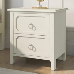 6-Piece Bedroom Set With Queen Size Platform Bed, 2 Nightstands, 5-Drawer Chest, Mirror And Dresser, Classical Wooden Bedroom Furniture Set, Milky White -Safavieh Furniture 41SXi4BKwML