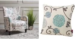 Christopher Knight Home Arabella Fabric Club Chair, White And Blue Floral 29.1D X 29.9W X 36.6H In -Safavieh Furniture 41SalfQJaIL. AC 1