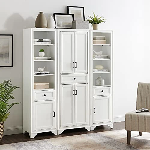 Crosley Furniture KF33006WH Tara 3-Piece Pantry Set With Pantry And 2 Linen Cabinets, Distressed White 6 Crosley Furniture KF33006WH Tara 3-Piece Pantry Set With Pantry And 2 Linen Cabinets, Distressed White - Image 6