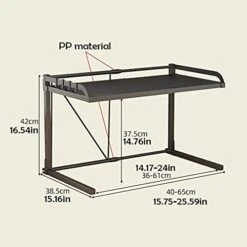 Microwave Oven Rack Expandable Microwave Oven Rack Horizontal Extension Microwave Shelf Kitchen Countertop Shelf With 4 Hooks Counter Shelf Stand Kitchen Storage Rack