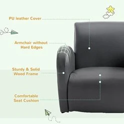 Qaba Kids Sofa Rocking Chair With Side Pocket, PU Leather Toddler Armchair For Children Grey 8 Qaba Kids Sofa Rocking Chair With Side Pocket, PU Leather Toddler Armchair For Children Grey -Safavieh Furniture 41SpbH9FxXS
