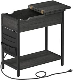 VASAGLE Side Table With Storage, End Table With USB Ports And Outlets, Nightstand With Charging Station, Fabric Bags, For Living Room, Bedroom, Rustic Brown And Black ULET310B01V1 17 VASAGLE Side Table With Storage, End Table With USB Ports And Outlets, Nightstand With Charging Station, Fabric Bags, For Living Room, Bedroom, Rustic Brown And Black ULET310B01V1 -Safavieh Furniture 41SsMsPp4SL. AC
