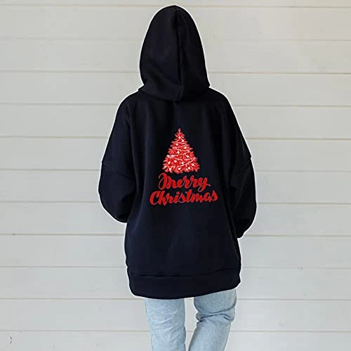 Full Zip Hoodies For Women Fashion Long Sleeve Christmas Xmas Tree Print Sweatshirt Casual Pockets Tops Coat 2 Full Zip Hoodies For Women Fashion Long Sleeve Christmas Xmas Tree Print Sweatshirt Casual Pockets Tops Coat - Image 2