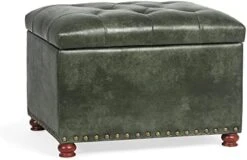 Decent Home Leather Storage Ottoman Foot Rest Stool With Nailhead Trim (Dark Brown) -Safavieh Furniture 41Suw5iXMFL. AC