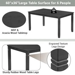 Merax 7-Piece Farmhouse Rustic Wooden Dining Set, Rectangular Table With 6 Padded Chairs, Gray 17 Merax 7-Piece Farmhouse Rustic Wooden Dining Set, Rectangular Table With 6 Padded Chairs, Gray -Safavieh Furniture 41SveRf78SL