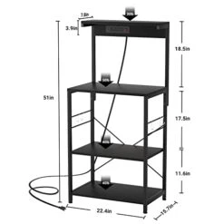 Topfurny Baker‘s Rack With Power Outlet, Microwave Stand Kitchen Storage Shelf, Kitchen Organizer Rack With 5 Hooks, Industrial Coffee Bar Table For Kitchens With Storage, Black -Safavieh Furniture 41T3i8aXBUL